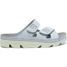 SIB220511 Kifidis-Natura Kadın Taşlı Anatomik Deri Terlik 36-41 Gri/grey