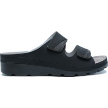 Kifidis SIB160147 Kifidis-Natura Kadın Çift Bantlı Anatomik Deri Terlik 36-41 Siyah/black