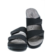Kifidis SIB160147 Kifidis-Natura Kadın Çift Bantlı Anatomik Deri Terlik 36-41 Siyah/black