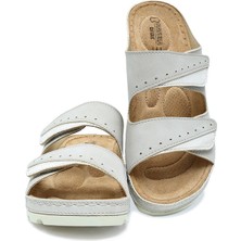 Kifidis Home Kifidis SIB160147 Kifidis-Natura Kadın Çift Bantlı Anatomik Deri Terlik 36-41 Bej/beige
