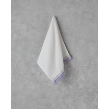Petite Checked Pamuklu Kroşeli Yüz Havlusu 50x80 cm Ekru - Lila