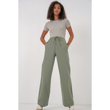 6690 Kadın Bol Paça Yüksek Bel Pantolon - Çağla