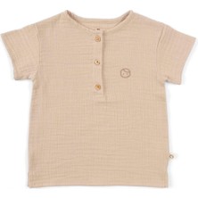 Müslin Çocuk Tişört Bej Organik Pamuk