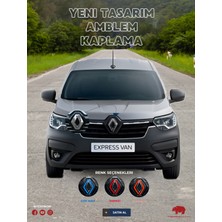 Tearnow Renault Express (2021-2025) Yeni Tasarım Amblem Kaplama Sticker - Piano Black, Siyah & Gri