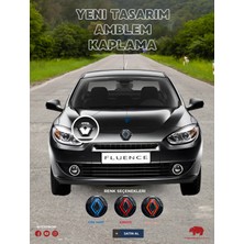 Tearnow Renault Fluence (2009-2012) Yeni Tasarım Amblem Kaplama Sticker - Piano Black, Siyah & Gri