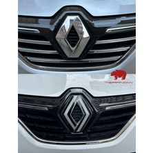Tearnow Renault Fluence (2009-2012) Yeni Tasarım Amblem Kaplama Sticker - Piano Black, Siyah & Gri