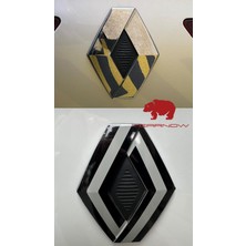 Tearnow Renault Fluence (2009-2012) Yeni Tasarım Amblem Kaplama Sticker - Piano Black, Siyah & Gri
