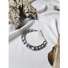 Luna Jewelry Erkek Gümüş Renk Boldlink 316L Çelik Zincir Bileklik