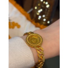 Polo Steel Saray Işıltısı Çeyrek Yuvalı Altın Kaplama Bileklik