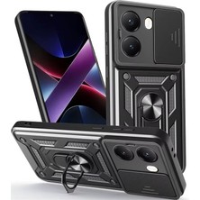 Gpack Xiaomi Poco X7 Pro Uyumlu Kılıf Pars Kamera Korumalı Yüzüklü Sert Silikon Siyah