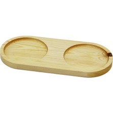 2 Bölmeli - Oval   Açık Renk=sade  Ahşap Yağdanlık Altlık  27X12.5CM (4887)