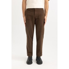 DeFacto Yazlık Kanvas Pantolon Straight Fit Normal Kalıp Normal Bel Boru Paça Basic Düz Cepli B2156AX24SP