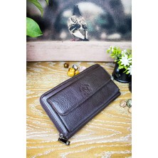 Willpolo Deri Telefon Bölmeli Kahverengi Lüx El Çantası Portföy Cüzdan