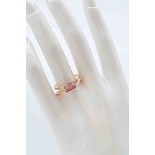 Glare Jewellery Pembe Taş Detaylı Çelik Yüzük