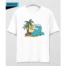 Surf & Sun Oversize T-Shirt Beyaz