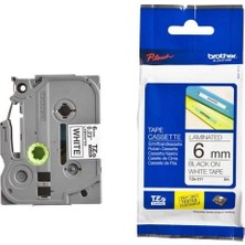 Tonersepeti Brother P-Touch TZE-211 Beyaz Üzerine Siyah  Laminasyonlu Etiket