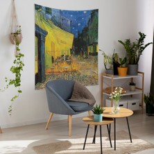 The Lucid Lab Café Terrace At Night - Kafe Terasta Gece Duvar Örtüsü - 100  cm  x 135  cm