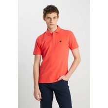 Wrangler  Pamuk Regular Fit Normal Kesim Mercan Rengi Polo Yaka Tişört
