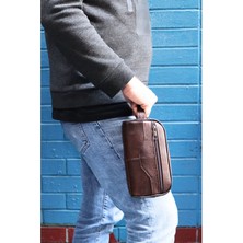 Willpolo   Deri Kahverengi Traşlık El Çantası Portföy Çanta Seyahat Çanta