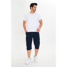 Erkek Stretchfit Kargo Cepli Esnek Kapri Lacivert 6035-L