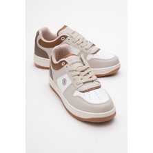 Ccway Bağcıklı Kadın Spor Ayakkabı BEJ BEYAZ TABA