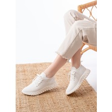 Dm-501 Beyaz Bağcıklı Failon Taban Günlük Spor Ayakkabı