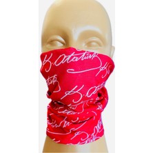 Kırmızı Atatürk Imzalı Boyunluk-Bandana