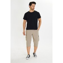 Erkek Stretchfit Kargo Cepli Esnek Kapri Bej 6035-B