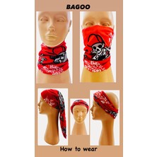 Bagoo Kurukafa Baskılı Çok Amaçlı Buff-Buf-Bandana-Boyunluk-Saçbandı