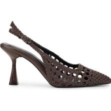 Tamer Tanca Kadın Vegan Kahverengi Topuklu Ayakkabı 891 936 Bn Ayk Y25 A.khv Orgu