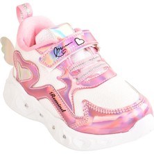 Kız Çocuk Pembe Gümüş Işıklı Hafif Spor Ayakkabı