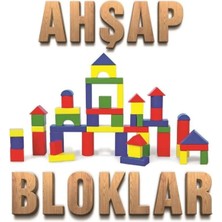 Renkli Ahşap Blok-50 Parça