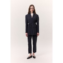 Tencel Pileli Pantolon Indigo