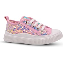 Sweet Kız Çocuk Pullu ve Bağcıklı Pembe Renk Sneaker