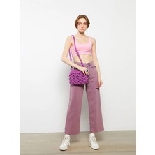 LC Waikiki Lcw Accessorıes Fuşya Kendinden Desenli Hasır Kadın Çapraz Çanta