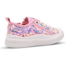 Sweet Kız Çocuk Pullu ve Bağcıklı Pembe Renk Sneaker