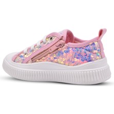 Sweet Kız Çocuk Pullu ve Bağcıklı Pembe Renk Sneaker