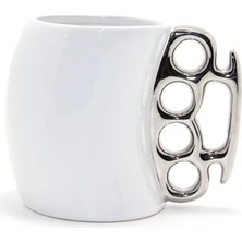 Akıllı Durak Porselen Muşta Tasarımlı Kupa Bardak Gümüş Renk