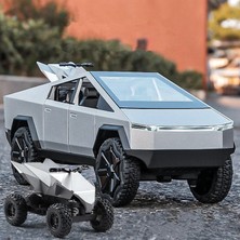 1:24 Teslas Cybertruck Pickup Alaşım Araba Modeli Dietruck Metal Oyuncak Off-Road Araçlar Kamyon Modeli Simülasyon Ses Işık Çocuk Hediyeler (Yurt Dışından)