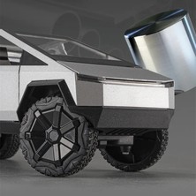 1:24 Teslas Cybertruck Pickup Alaşım Araba Modeli Dietruck Metal Oyuncak Off-Road Araçlar Kamyon Modeli Simülasyon Ses Işık Çocuk Hediyeler (Yurt Dışından)