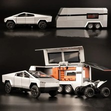 1/32 Tesla Cybertruck Pikap Alaşım Araba Modeli Döküm Off-Road Araçlar Kamyon Araba Modeli Ses Işığı Çocuk Oyuncakları Bavul ile Hediye (Yurt Dışından)