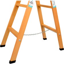 Buse Ahşap Merdiven Buse Premium 4+4 Çift Çıkışlı Geniş Basamaklı A Tipi Ahşap Merdiven 140 cm