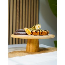 Badehome Decoration Doğal Bambu Ayaklı Yuvarlak Sunum Tabağı 25 cm