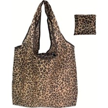 Leopar Desenli Katlanabilir polyester bez Alışveriş , Plaj Çantası