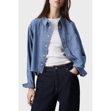 Calvin Klein Pamuklu Relaxed Fit Tek Cepli Kısa Gömlek J20J2250111A4 Kadın Gömlek J20J225011 1A4