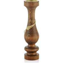 Seta Tel Yapraklı Ahşap Mumluk 9*9*35  cm