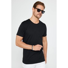 Tudors Unisex 5'li Paket Siyah-Beyaz-Lacivert-Vizon-Gri Slim Fit Dar Kesim  Pamuk Bisiklet Yaka Tişört