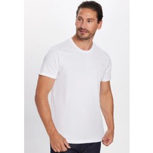 Tudors Unisex 5'li Paket Siyah-Beyaz-Lacivert-Vizon-Gri Slim Fit Dar Kesim  Pamuk Bisiklet Yaka Tişört