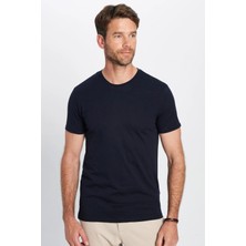 Tudors Unisex 5'li Paket Siyah-Beyaz-Lacivert-Vizon-Gri Slim Fit Dar Kesim  Pamuk Bisiklet Yaka Tişört