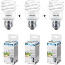 Philips 2700K (Sarı Işık) Enerji Tasarruflu Spiral Ampul (3 Adet)- 1881